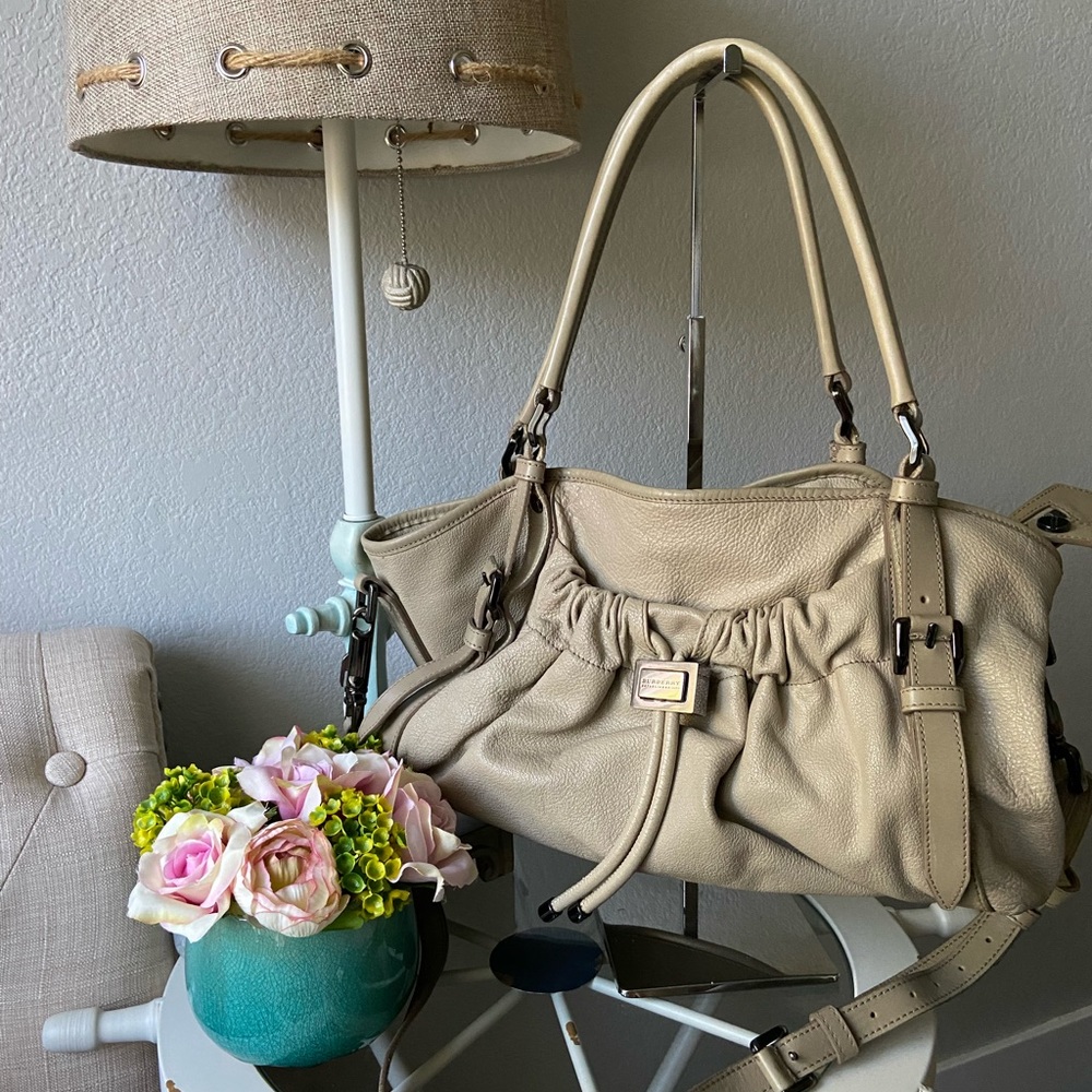 Authentic Burberry Farrar leather Drawstring Satchel Handbag Shoulder crossbody
